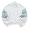 Sudadera deportiva de cuello alto con media cremallera y capucha en colores contrastantes, blanca