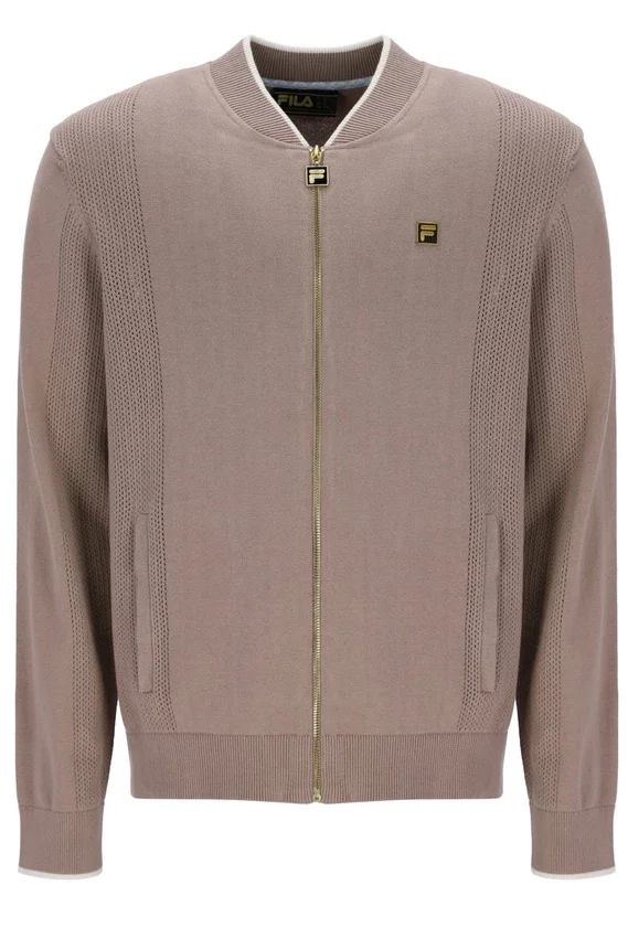 Sudadera Ferguson de punto abierto con paneles de punto calado en color Mocha Meringue