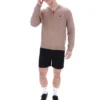 Sudadera Ferguson de punto abierto con paneles de punto calado en color Mocha Meringue