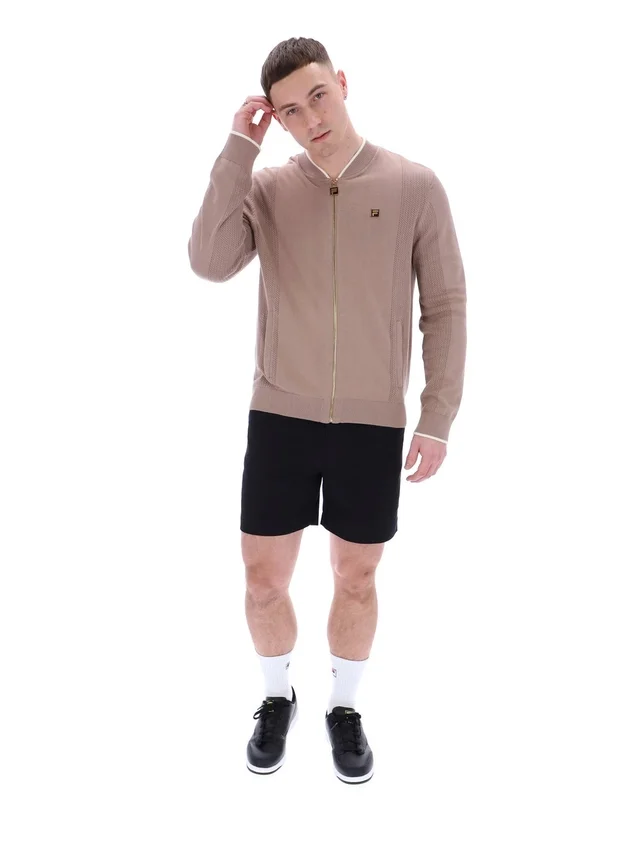 Sudadera Ferguson de punto abierto con paneles de punto calado en color Mocha Meringue