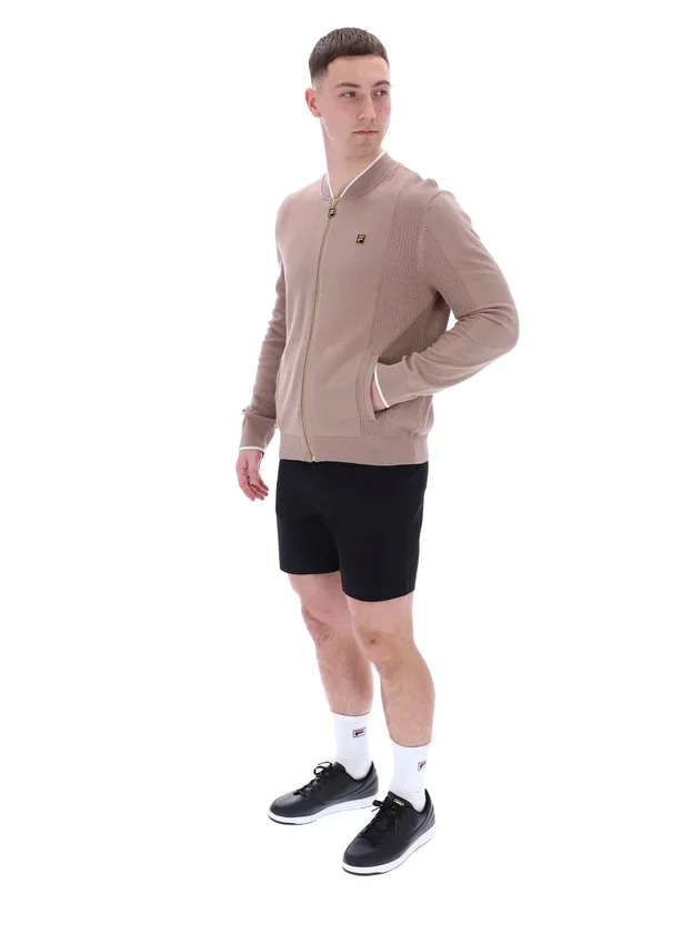 Sudadera Ferguson de punto abierto con paneles de punto calado en color Mocha Meringue
