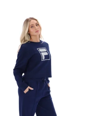 Sudadera Fila Jorie Wide de cuello redondo en azul marino
