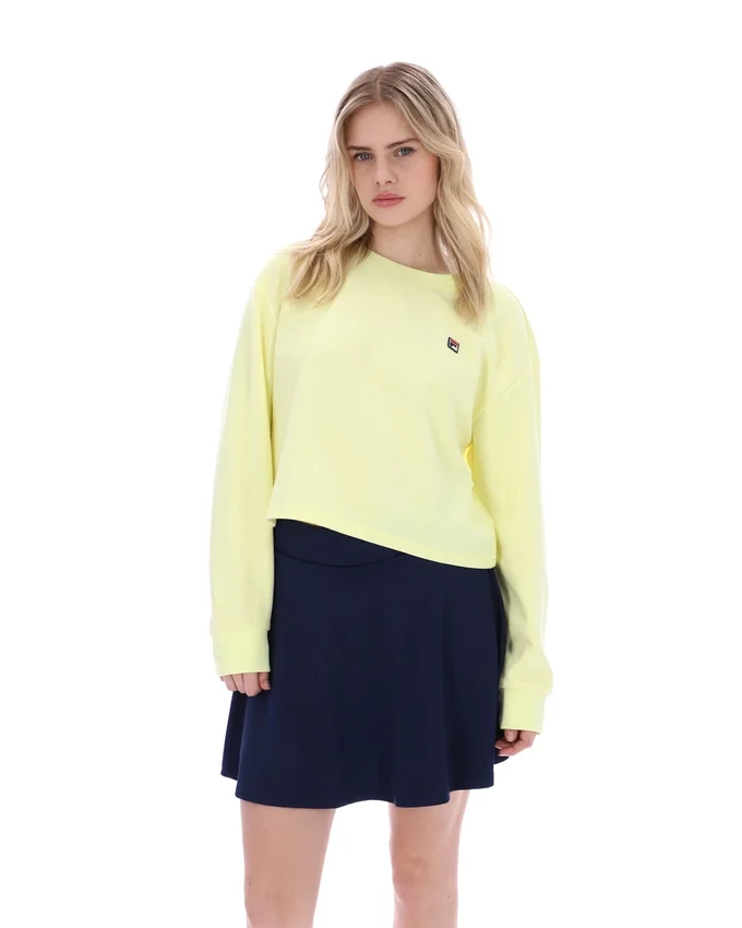 Sudadera Sestri de cuello redondo ancho en amarillo cera