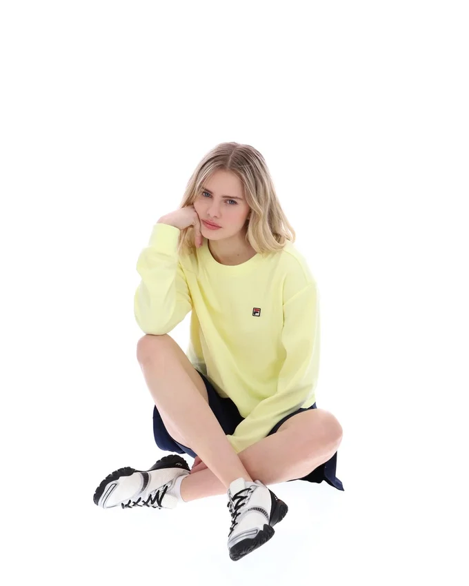 Sudadera Sestri de cuello redondo ancho en amarillo cera