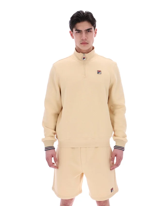 Suéter clásico Ramy F-Box beige con cremallera de 1/4