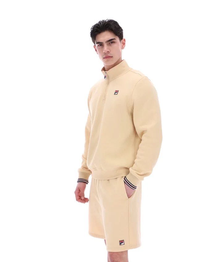 Suéter clásico Ramy F-Box beige con cremallera de 1/4