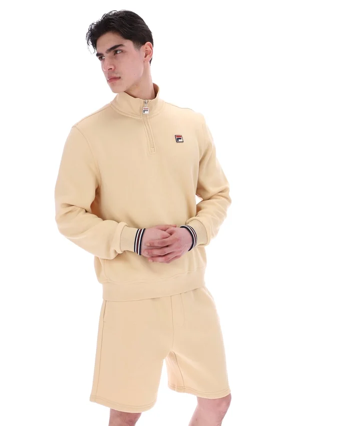 Suéter clásico Ramy F-Box beige con cremallera de 1/4