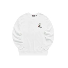 Suéter deportivo de cuello redondo para hombre Fila x Pepe Shimada con estampado de caricaturas, blanco