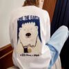 Suéter deportivo de cuello redondo para hombre Fila x Pepe Shimada con estampado de caricaturas, blanco