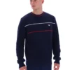 Suéter Fila Kallum de cuello redondo con textura tipo waffle en azul marino