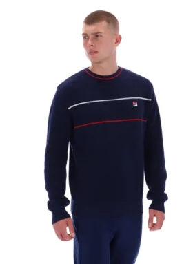 Suéter Fila Kallum de cuello redondo con textura tipo waffle en azul marino