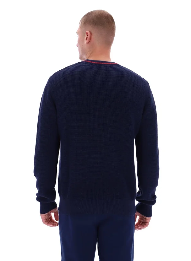Suéter Fila Kallum de cuello redondo con textura tipo waffle en azul marino