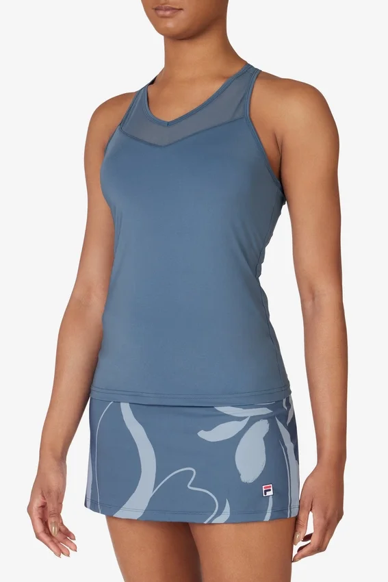 Top azul de tenis Essential con espalda en forma de U