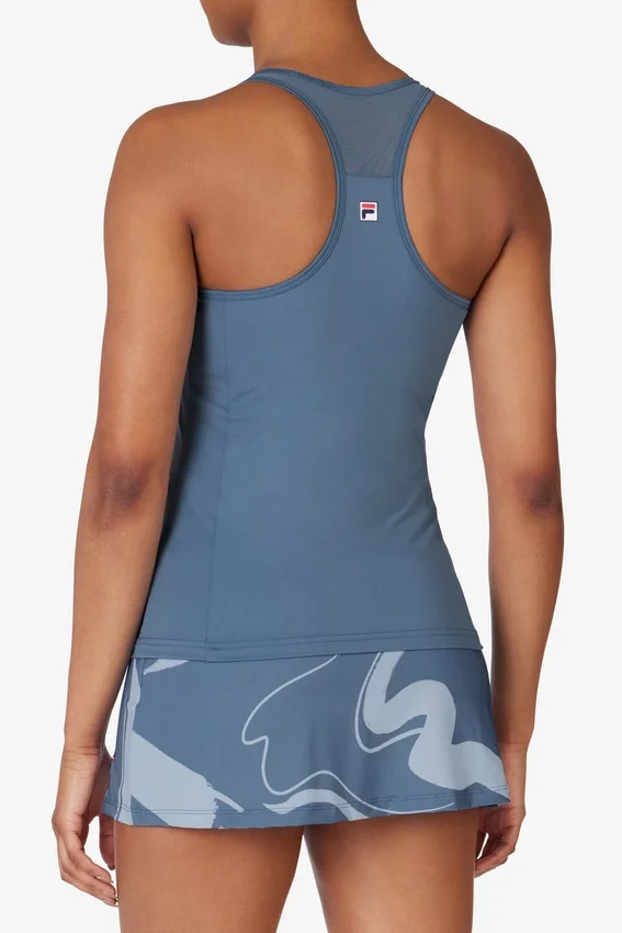 Top azul de tenis Essential con espalda en forma de U