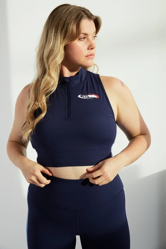 Top corto con cremallera Fila x TALA SKINLUXE en azul marino