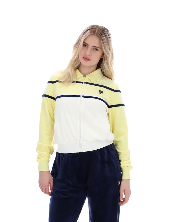 Top corto con cremallera Giovana en amarillo cera