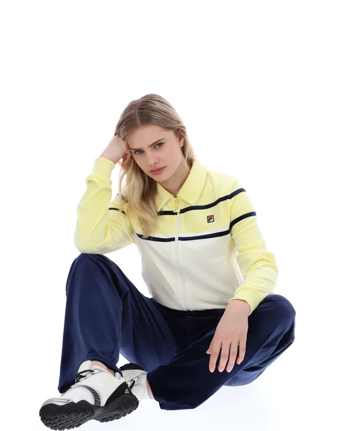 Top corto con cremallera Giovana en amarillo cera