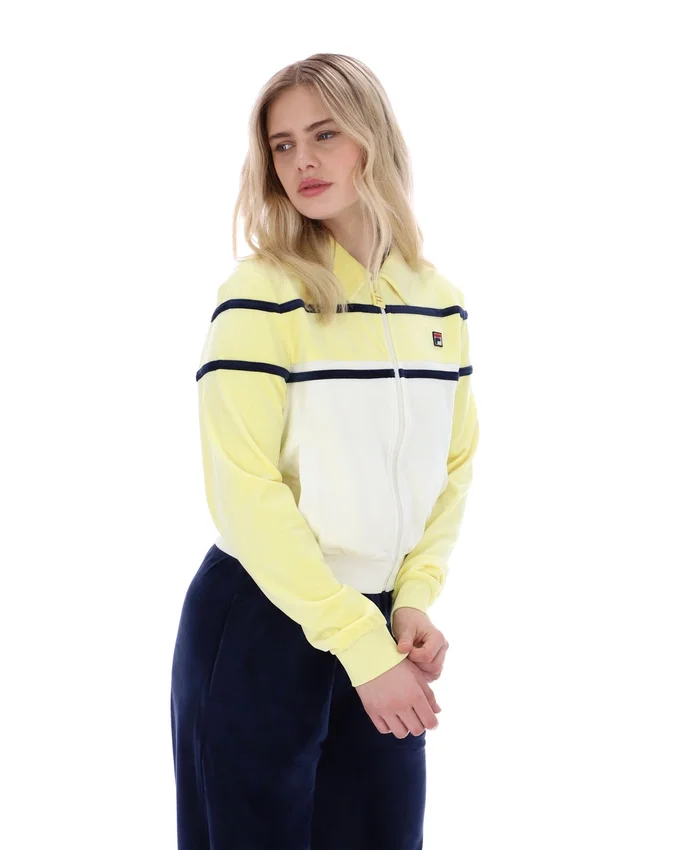 Top corto con cremallera Giovana en amarillo cera
