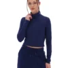 Top corto de cuello alto Heidi en azul marino
