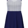Vestido de jersey de malla para mujer en azul marino con pantalones cortos incorporados