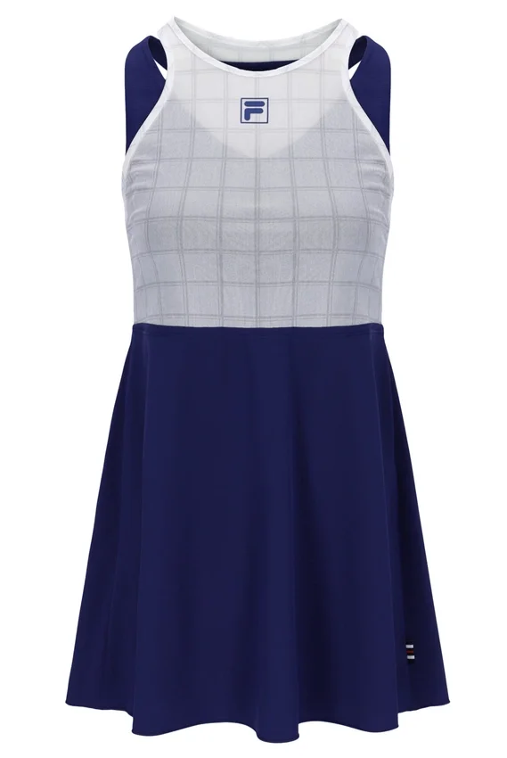 Vestido de jersey de malla para mujer en azul marino con pantalones cortos incorporados