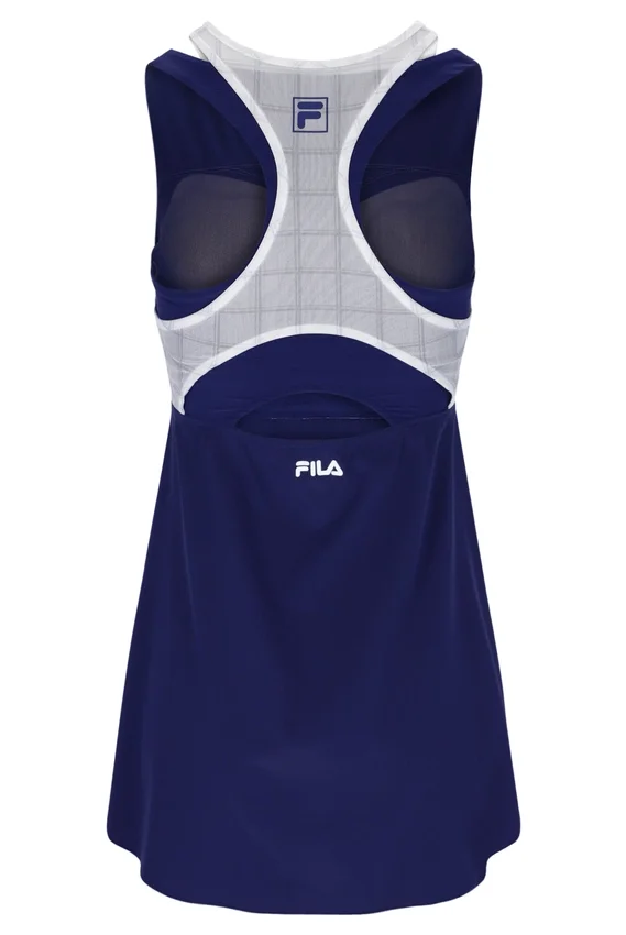 Vestido de jersey de malla para mujer en azul marino con pantalones cortos incorporados