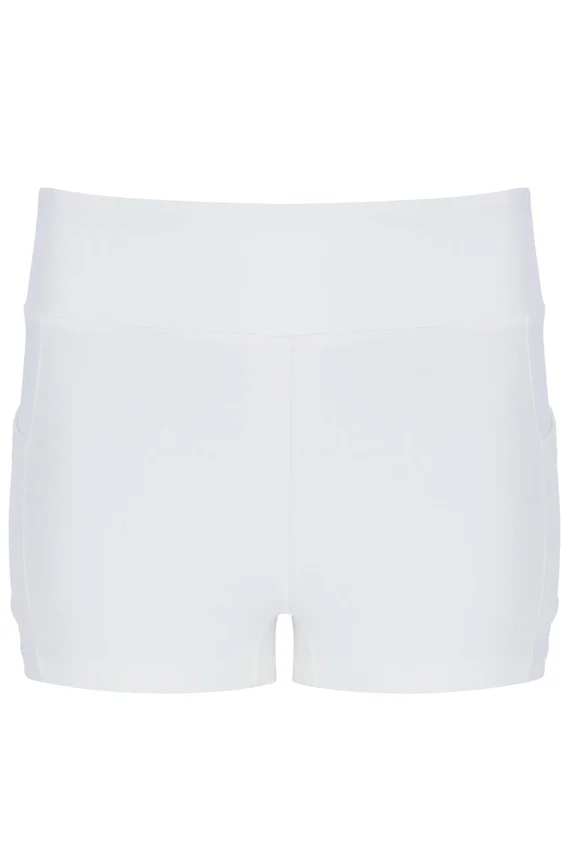Vestido de jersey de malla para mujer en color blanco roto con pantalones cortos interiores