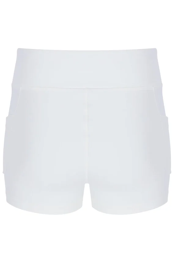 Vestido de jersey de malla para mujer en color blanco roto con pantalones cortos interiores