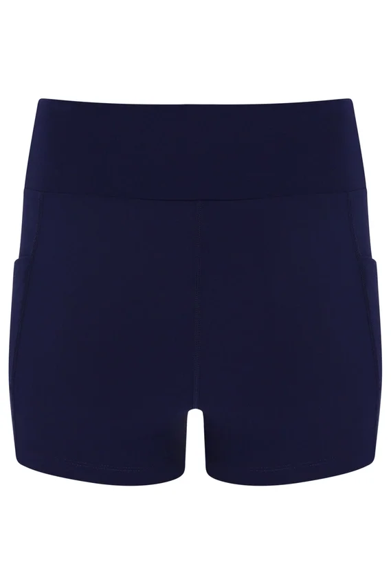 Vestido de jersey para mujer en azul marino oscuro con pantalones cortos incorporados