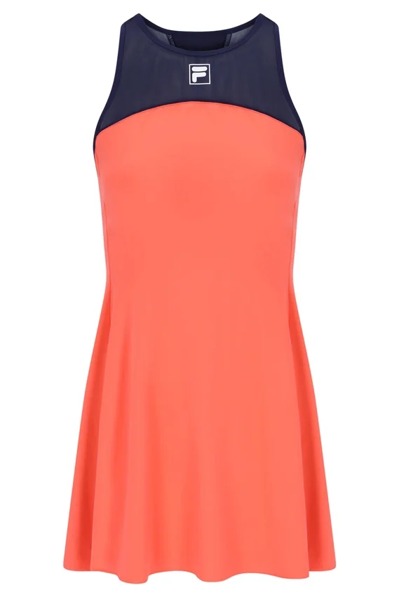 Vestido de jersey para mujer en naranja neón con pantalones cortos incorporados