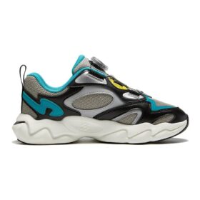 Zapatillas de correr retro «Gris, negro y azul»