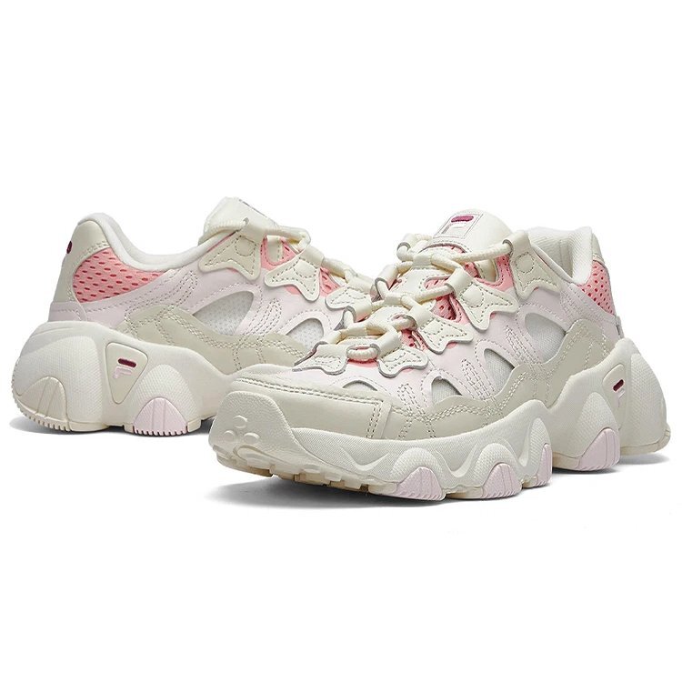 Zapatillas de correr retro Jagger, blanco/rosa