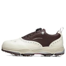 Zapatillas de golf tipo Oxford con clavos «Blanco-marrón»
