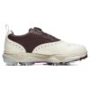 Zapatillas de golf tipo Oxford con clavos «Blanco-marrón»