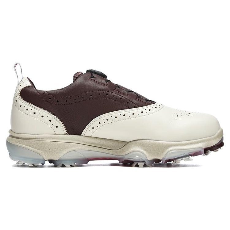 Zapatillas de golf tipo Oxford con clavos «Blanco-marrón»
