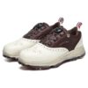 Zapatillas de golf tipo Oxford con clavos «Blanco-marrón»