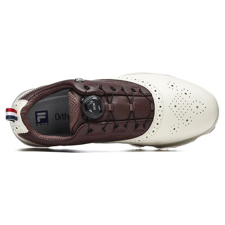 Zapatillas de golf tipo Oxford con clavos «Blanco-marrón»