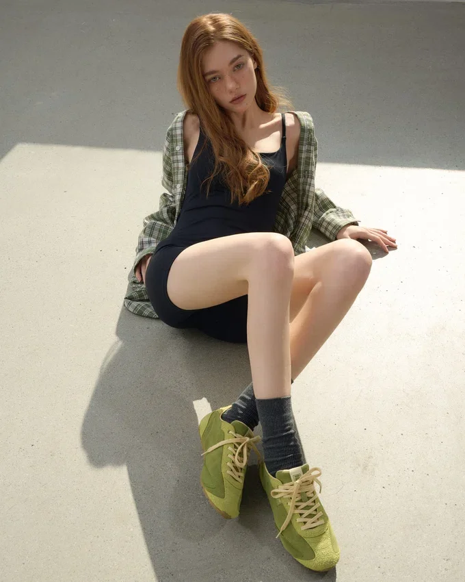 Zapatillas Ritmo de gamuza verde para mujer