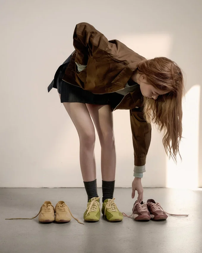 Zapatillas Ritmo de gamuza verde para mujer